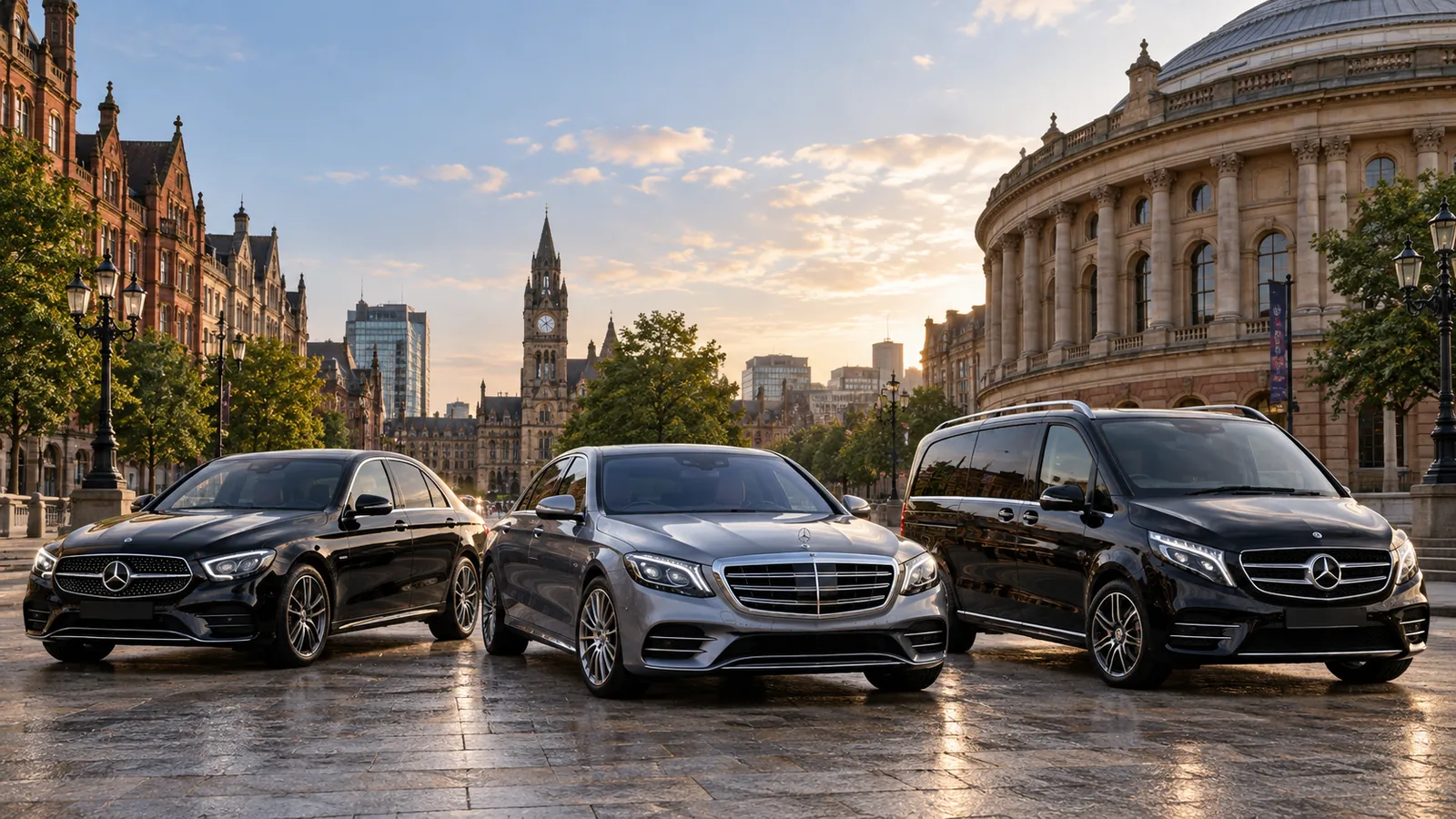 Mercedes E-Class, S-Class and V-Class chauffeur vehicles in Manchester