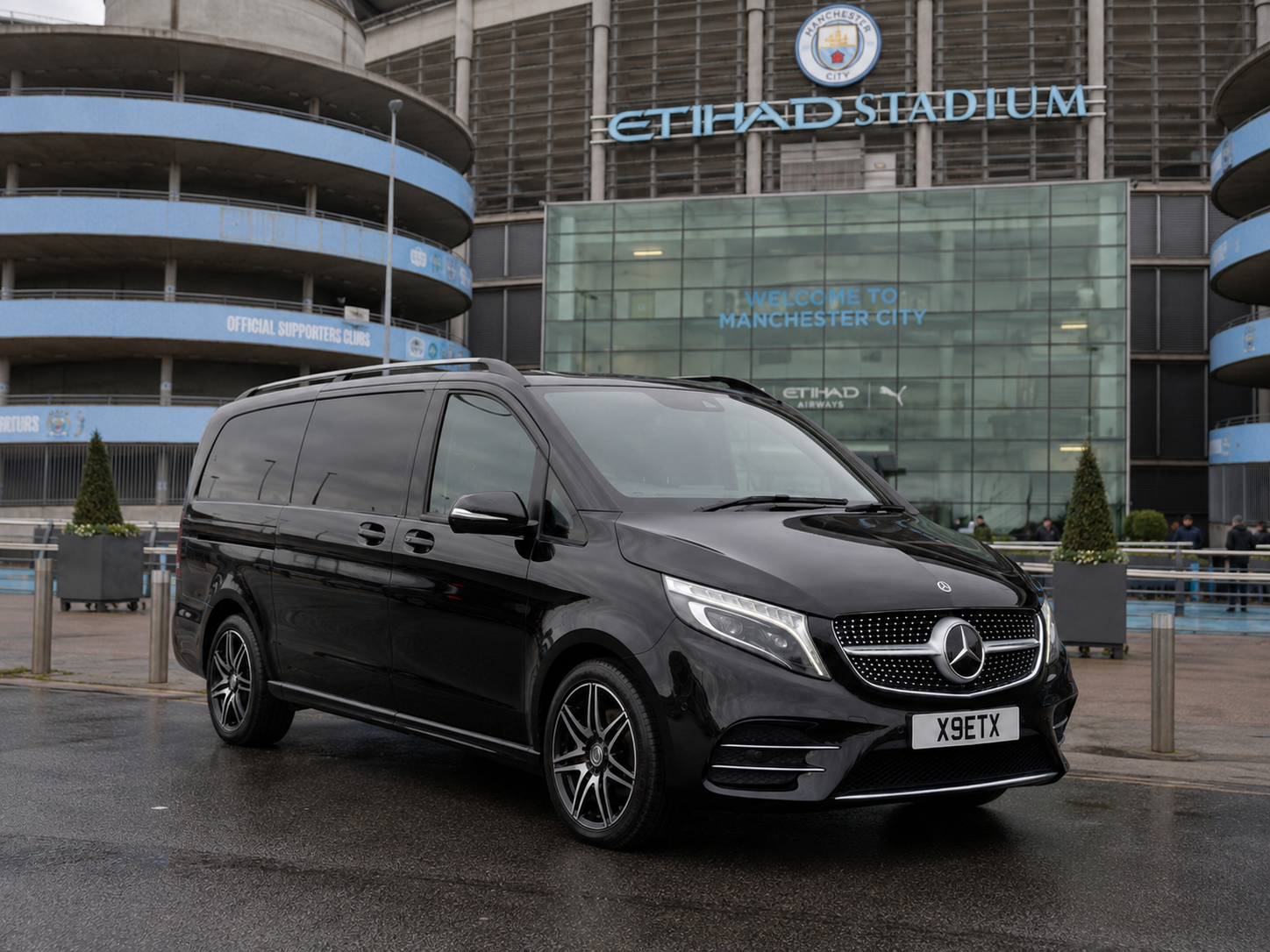 Mercedes V Class chauffeur service at Etihad Stadium Manchester