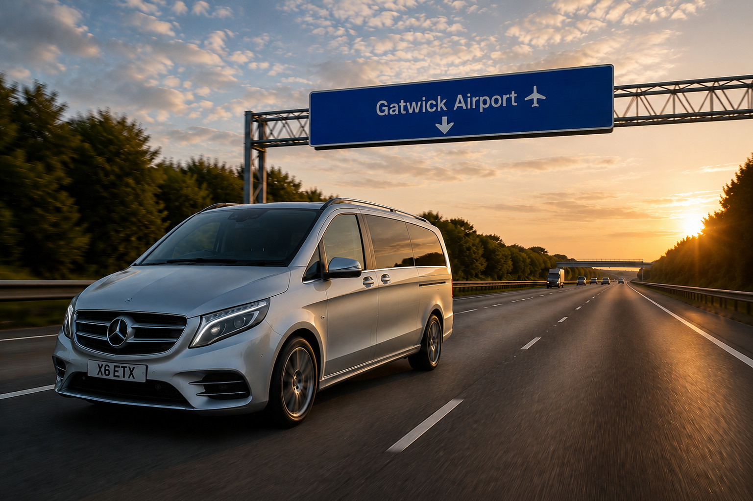 Manchester to Gatwick Chauffeur Service with luxury airport transfer vehicle